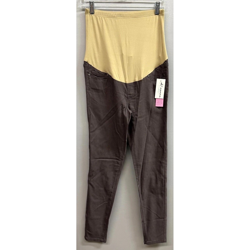 Oh! Mamma Times Two Over The Belly Knit Twill Maternity Pants Womens M Gray